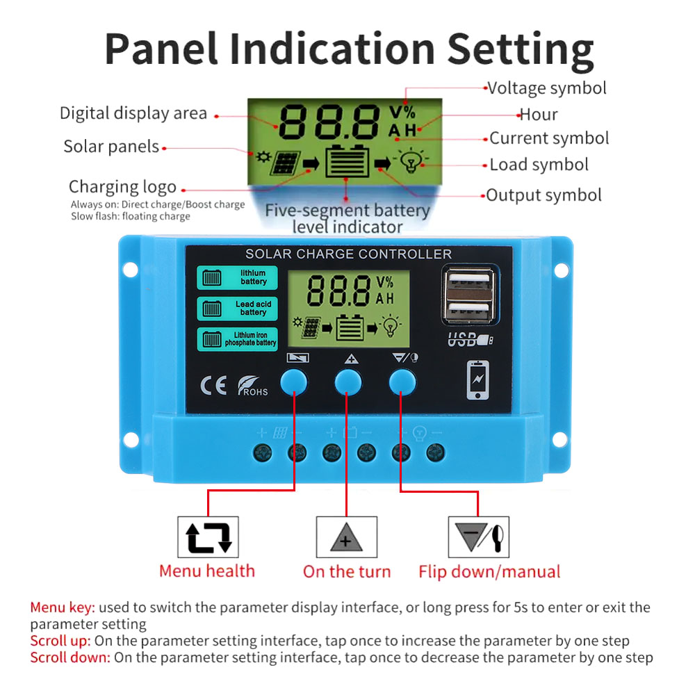태양광 컨트롤러 30A 태양광 충전 레귤레이터 디지털  - Pwm Charge Controller 리뷰 및 가격
