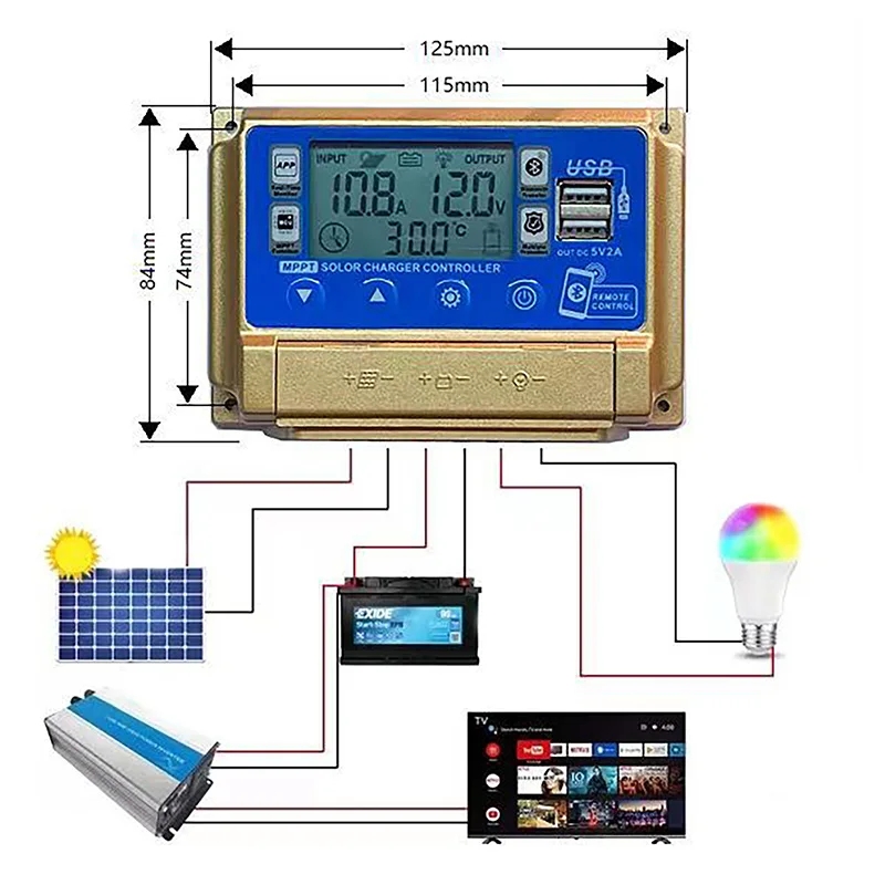 30A/40A/50A/60A 블루투스 태양 전지 패널  - Pwm Charge Controller 리뷰 및 가격