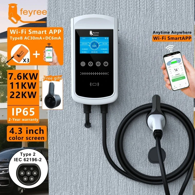 페이리 타입2 EV 충전기 32A 7.6KW 충전 스테 - Ev Charger Wallbox 리뷰 및 가격